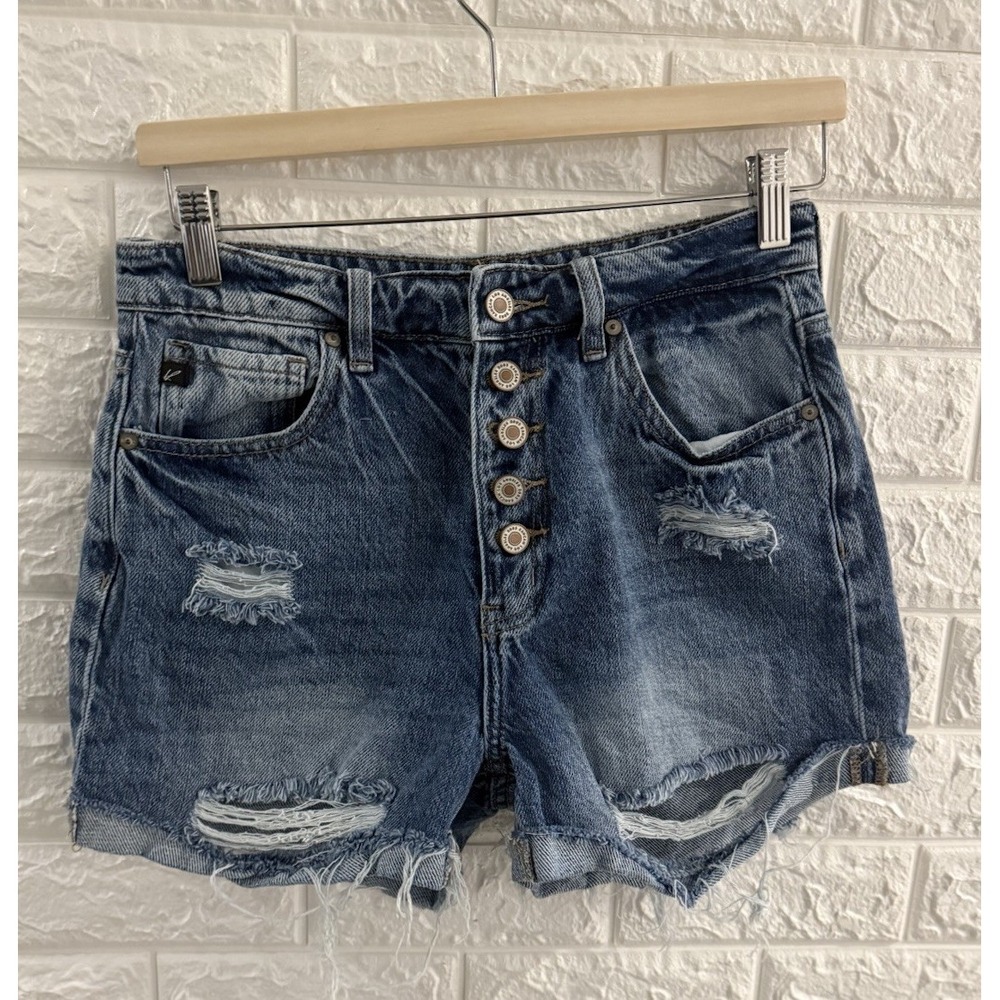 KanCan Distressed Blue Denim Shorts